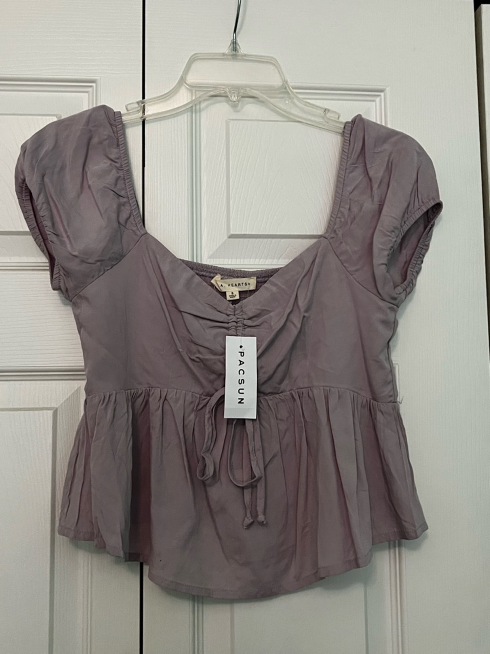 PacSun Mauve Peplum Short Sleeve Tie-Front Top